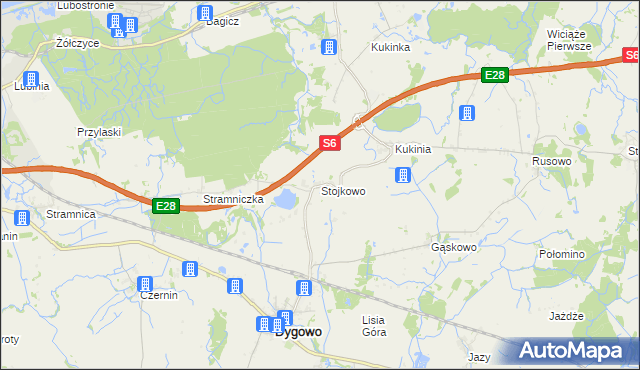 mapa Stojkowo, Stojkowo na mapie Targeo