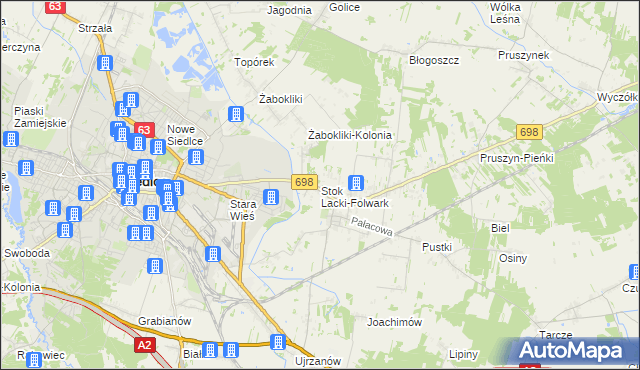 mapa Stok Lacki-Folwark, Stok Lacki-Folwark na mapie Targeo