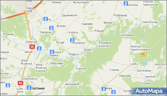 mapa Stolec gmina Złoczew, Stolec gmina Złoczew na mapie Targeo
