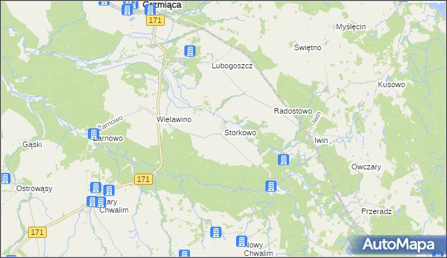 mapa Storkowo gmina Grzmiąca, Storkowo gmina Grzmiąca na mapie Targeo