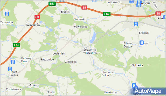 mapa Stradomia Wierzchnia, Stradomia Wierzchnia na mapie Targeo