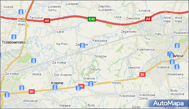 mapa Strażów, Strażów na mapie Targeo