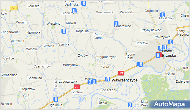 mapa Stręgoborzyce, Stręgoborzyce na mapie Targeo