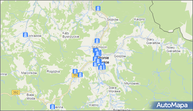 mapa Stronie Śląskie powiat kłodzki, Stronie Śląskie powiat kłodzki na mapie Targeo