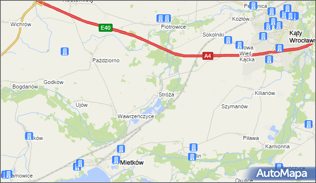 mapa Stróża gmina Mietków, Stróża gmina Mietków na mapie Targeo