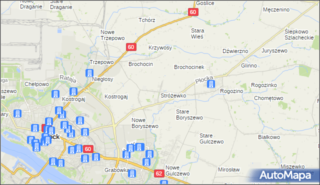 mapa Stróżewko gmina Radzanowo, Stróżewko gmina Radzanowo na mapie Targeo