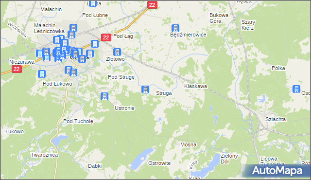 mapa Struga gmina Czersk, Struga gmina Czersk na mapie Targeo