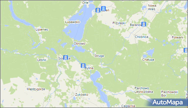 mapa Struga gmina Parchowo, Struga gmina Parchowo na mapie Targeo