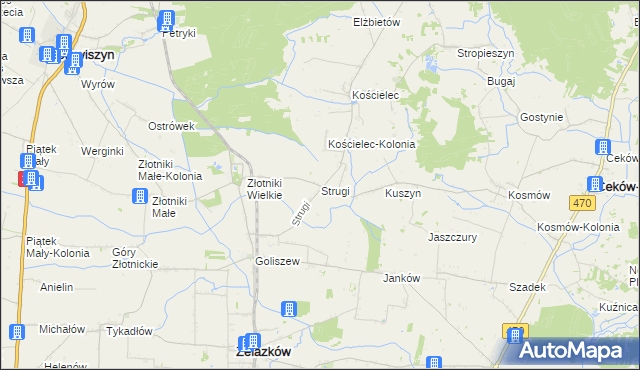 mapa Strugi gmina Żelazków, Strugi gmina Żelazków na mapie Targeo