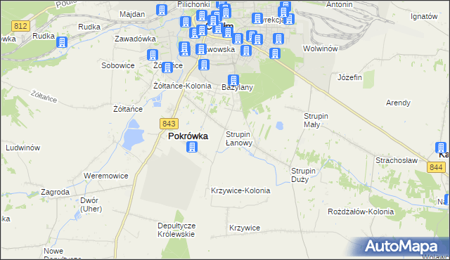 mapa Strupin Łanowy, Strupin Łanowy na mapie Targeo