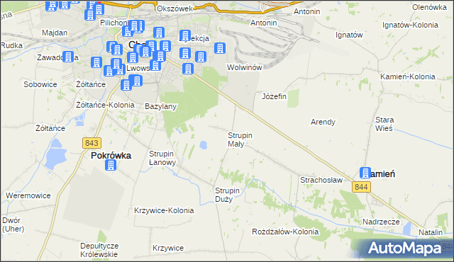 mapa Strupin Mały, Strupin Mały na mapie Targeo