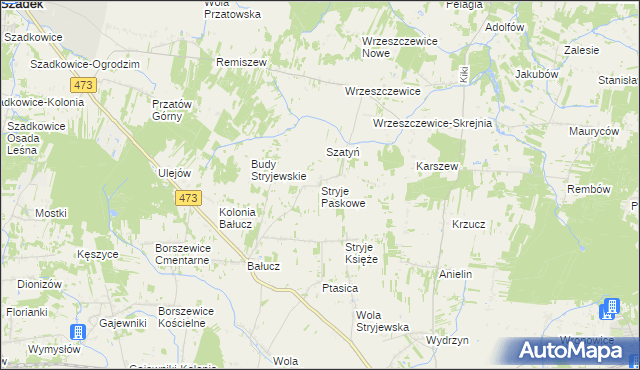 mapa Stryje Paskowe, Stryje Paskowe na mapie Targeo