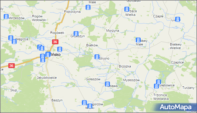 mapa Stryjno gmina Wińsko, Stryjno gmina Wińsko na mapie Targeo