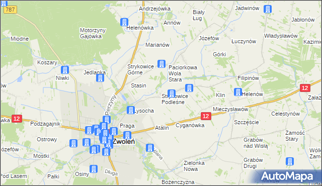 mapa Strykowice Podleśne, Strykowice Podleśne na mapie Targeo
