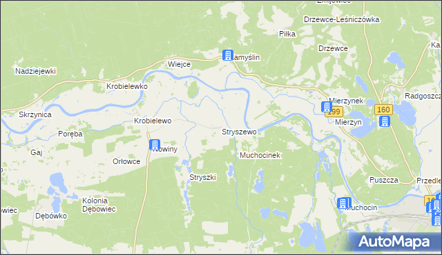 mapa Stryszewo, Stryszewo na mapie Targeo