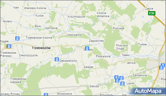 mapa Strzakły, Strzakły na mapie Targeo