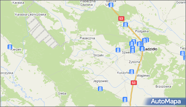 mapa Strzałki gmina Kadzidło, Strzałki gmina Kadzidło na mapie Targeo
