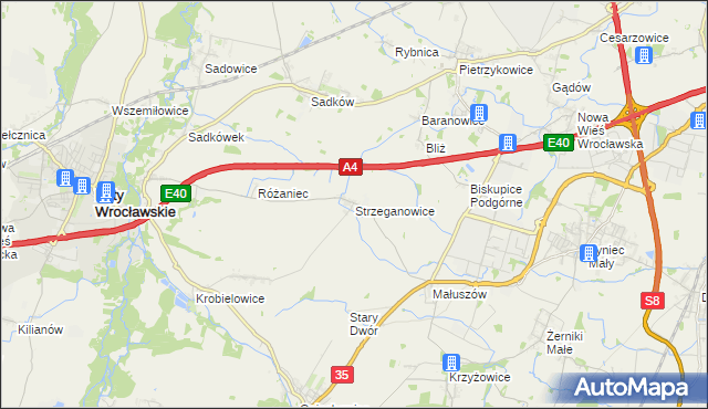mapa Strzeganowice, Strzeganowice na mapie Targeo