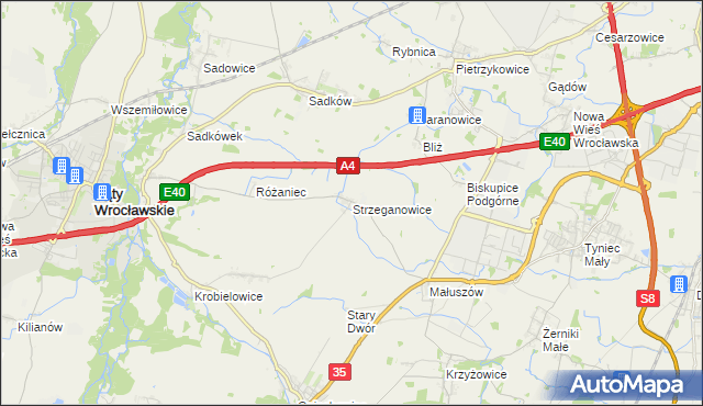 mapa Strzeganowice, Strzeganowice na mapie Targeo