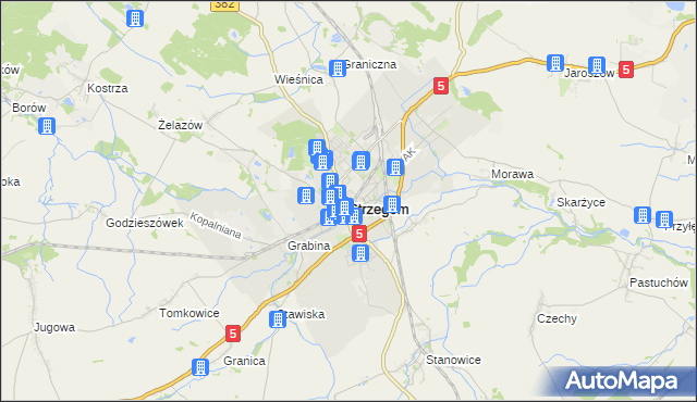 mapa Strzegom powiat świdnicki, Strzegom powiat świdnicki na mapie Targeo