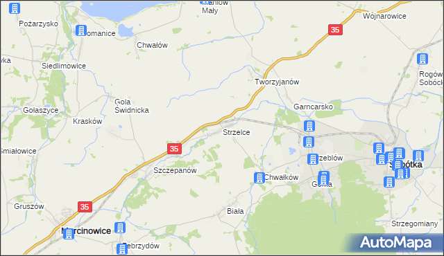 mapa Strzelce gmina Marcinowice, Strzelce gmina Marcinowice na mapie Targeo
