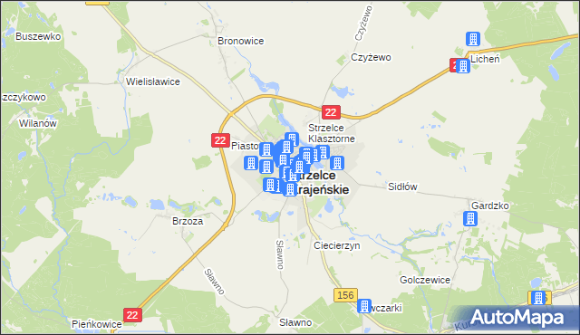 mapa Strzelce Krajeńskie, Strzelce Krajeńskie na mapie Targeo