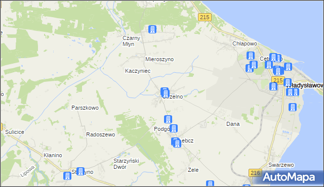 mapa Strzelno gmina Puck, Strzelno gmina Puck na mapie Targeo