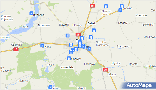 mapa Strzelno powiat mogileński, Strzelno powiat mogileński na mapie Targeo