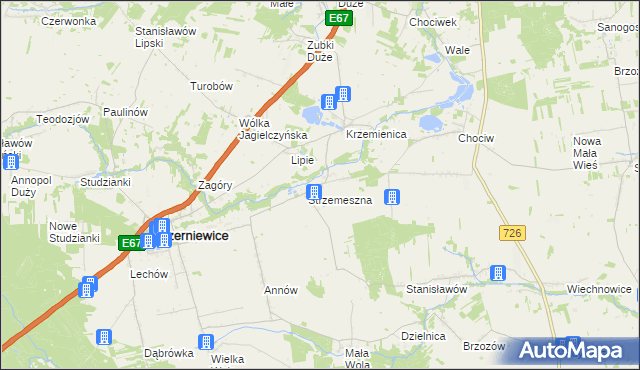 mapa Strzemeszna Pierwsza, Strzemeszna Pierwsza na mapie Targeo