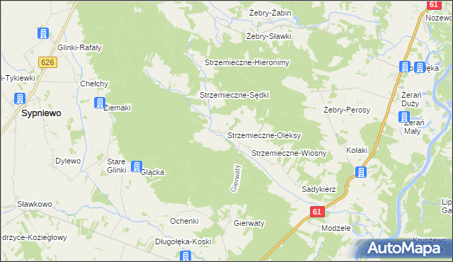 mapa Strzemieczne-Oleksy, Strzemieczne-Oleksy na mapie Targeo