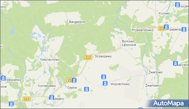 mapa Strzeszewo gmina Wicko, Strzeszewo gmina Wicko na mapie Targeo