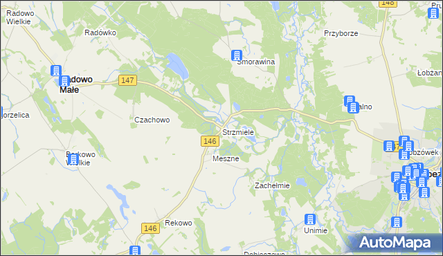 mapa Strzmiele, Strzmiele na mapie Targeo