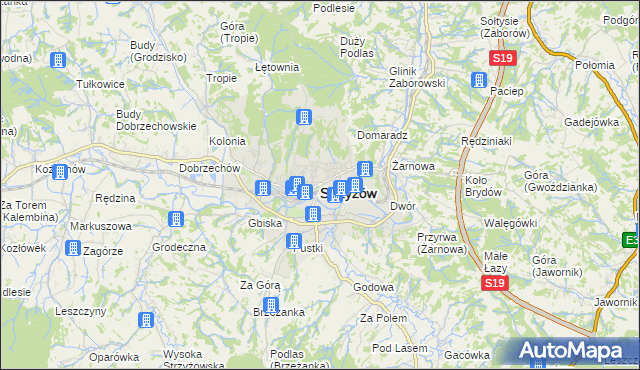 mapa Strzyżów, Strzyżów na mapie Targeo