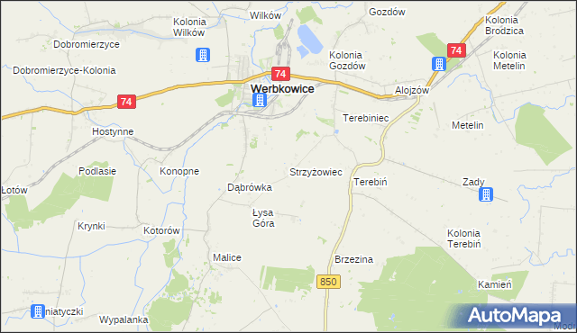 mapa Strzyżowiec gmina Werbkowice, Strzyżowiec gmina Werbkowice na mapie Targeo