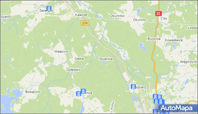 mapa Studnica gmina Miastko, Studnica gmina Miastko na mapie Targeo