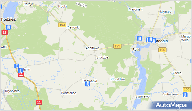 mapa Studźce, Studźce na mapie Targeo