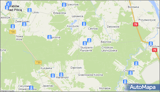 mapa Studzianki Pancerne, Studzianki Pancerne na mapie Targeo