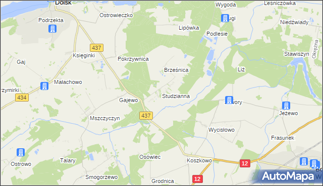 mapa Studzianna gmina Borek Wielkopolski, Studzianna gmina Borek Wielkopolski na mapie Targeo