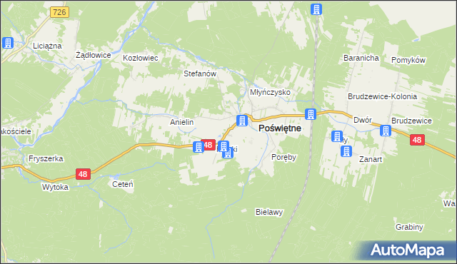 mapa Studzianna gmina Poświętne, Studzianna gmina Poświętne na mapie Targeo