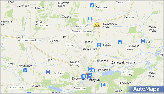 mapa Studzienice gmina Przytyk, Studzienice gmina Przytyk na mapie Targeo