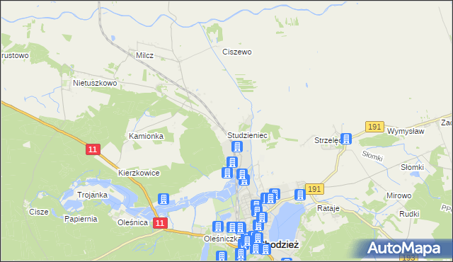 mapa Studzieniec gmina Chodzież, Studzieniec gmina Chodzież na mapie Targeo