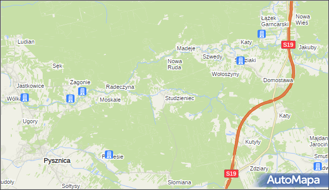 mapa Studzieniec gmina Pysznica, Studzieniec gmina Pysznica na mapie Targeo