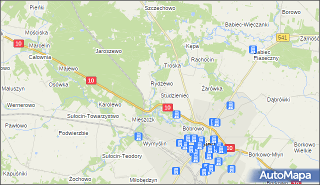 mapa Studzieniec gmina Sierpc, Studzieniec gmina Sierpc na mapie Targeo