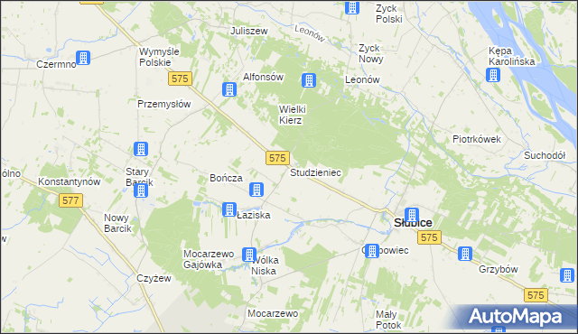 mapa Studzieniec gmina Słubice, Studzieniec gmina Słubice na mapie Targeo