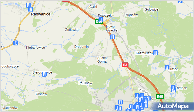 mapa Sucha Górna, Sucha Górna na mapie Targeo