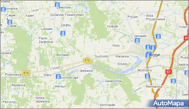 mapa Suchodół gmina Tarczyn, Suchodół gmina Tarczyn na mapie Targeo