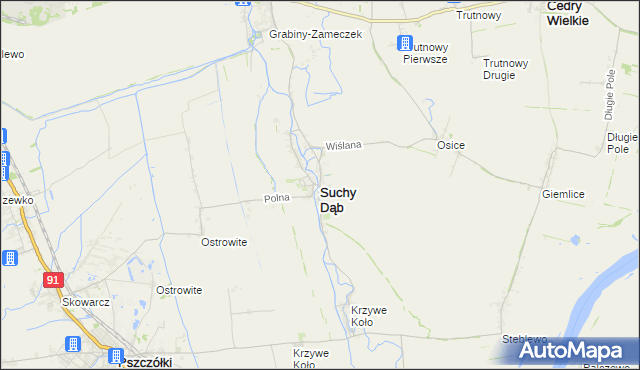 mapa Suchy Dąb, Suchy Dąb na mapie Targeo