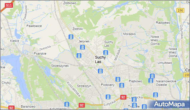 mapa Suchy Las powiat poznański, Suchy Las powiat poznański na mapie Targeo