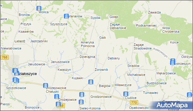 mapa Sudół gmina Działoszyce, Sudół gmina Działoszyce na mapie Targeo