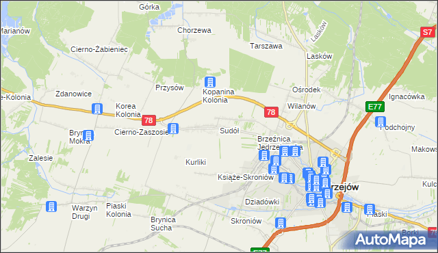 mapa Sudół gmina Jędrzejów, Sudół gmina Jędrzejów na mapie Targeo